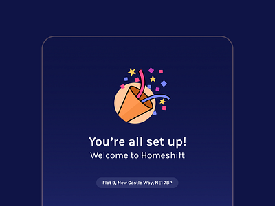 Homeshift - all set up status app dark mode mobile ui
