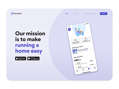 HomeHero landing page app desktop mockup ui