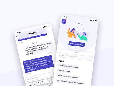 HomeHero chat app chat messenger mobile ui