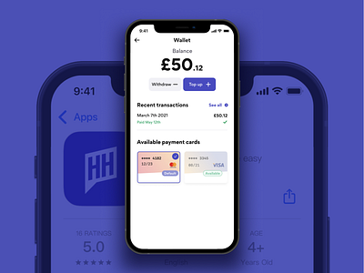 HomeHero payments wallet app bank account mobile mockup payment top up ui wallet