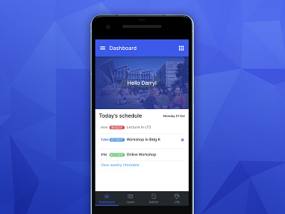 Dashboard for Student Portal mobile app