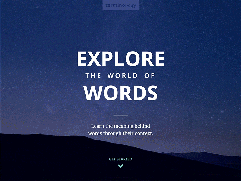 Explore the world of words css animation dribbble debut education interface design learning resource teaching terminology ui design ux ux design web design words