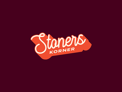 Stoners Korner logo bbq brown burger design food graphic handlettering identity logo orange script slanted ui ux vintage wordmark