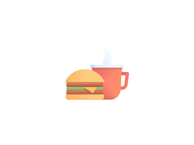 Lunch burger cheese coffee cup design food graphic icon illustration logo mug pastel shade small smoke soft ui ux web white