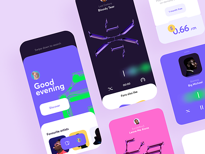 Music App Design app design illustartion mobile music network player social ui