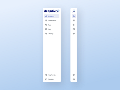 Sidebar Navigation | deepdivr (SaaS) asset clean component navigation sidebar sidebar design sidebar menu sidebar navigation ui ui design user interface design ux design