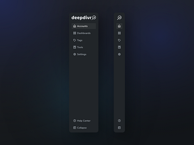 Dark Sidebar Navigation | deepdivr (SaaS)