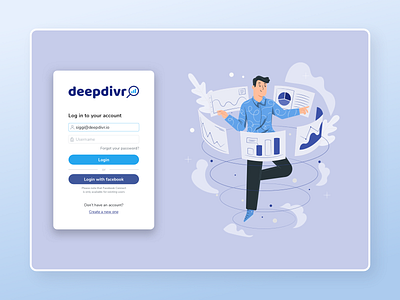 Login & Sign-up | deepdivr (SaaS) analytics clean form design forms login login page login page design product design sign up sign up form sign up page simple social media ui ui design user interface design