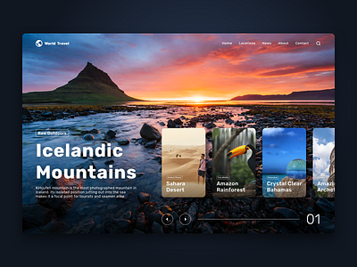 Web Design | Travel Agency cards ui clean design iceland landing page design mountains nature photography travel agency travel app ui web web design website website design