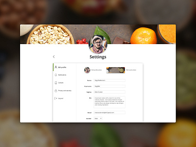 User Settings | Cooking Platform