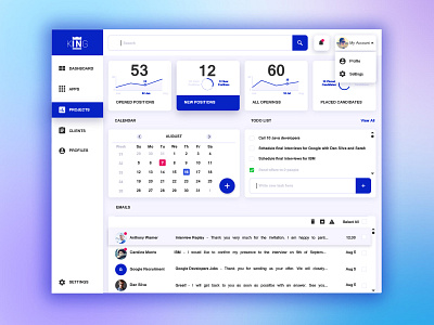 Dribble admin page app blue clean dashboard design ui ux