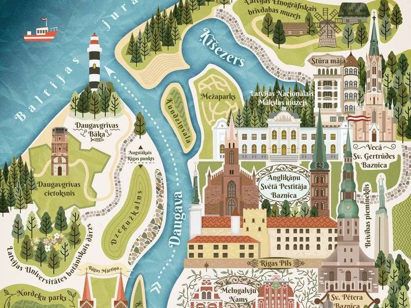 Riga Map Postcard by Oleksiy Pyliov on Dribbble