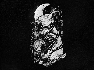 Rabbit black and white blackwork illustration ink rabbit tattoo