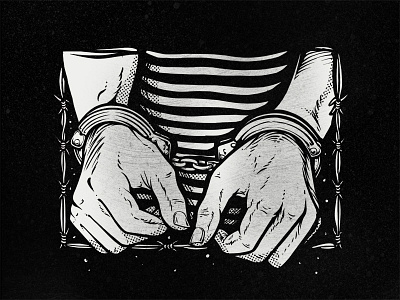 Handcuft black and white black work illustration