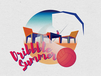 Dribbble Summer beach beach ball beach bar dribbble illustration summer ukiyo e vector