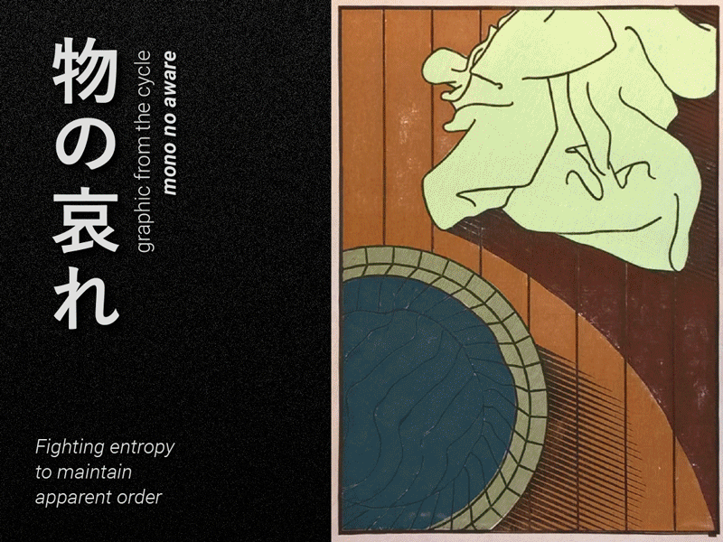Fighting entropy to maintain apparent order floor graphic art handmade illustraion japan japanese art linocut mokuhanga print printmaking ukiyo-e ukiyoe wash water