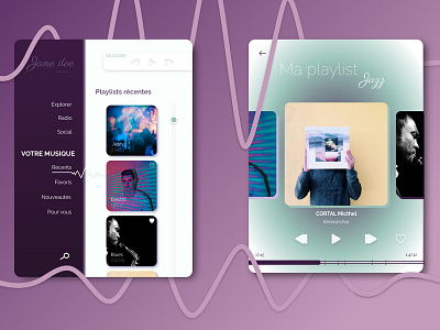 #006 Daily UI Music player dailyui music player playlists purple sound waves