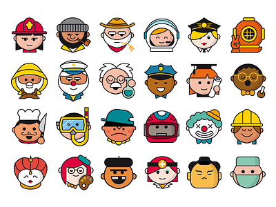 EMOJIS / Line - Characters pack caras character cádiz design drawing faces graphics icon icons illustration illustrations line personajes vector vectors