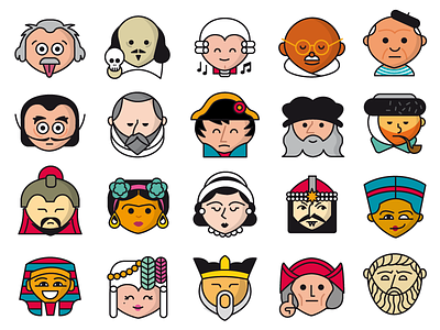 LINE emojis / Historical figures Pack art character cádiz design diseño emojis famosos figures graphics historical history icon ilustración pack personajes picto vector