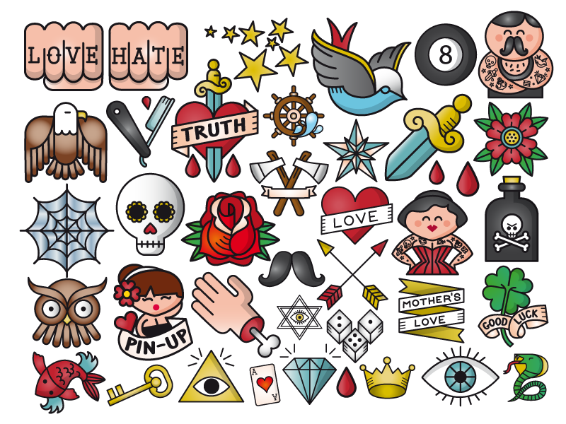 Line / Emojis - Old School Tattos by Rebombo estudio on Dribbble