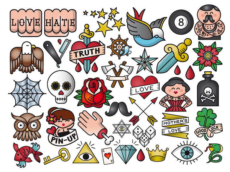 Line / Emojis - Old School Tattos by Rebombo estudio on Dribbble