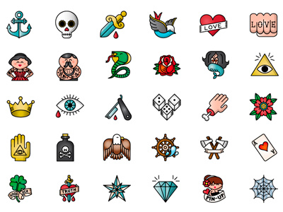 Tattoo Line App design emoji icon illustration line picto tattoo