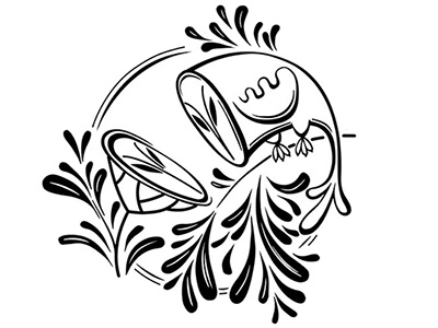 Bird And Flower black digital illustration line vecrot white