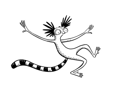 Limbo Lemur black childrens digital illustration line magazine white