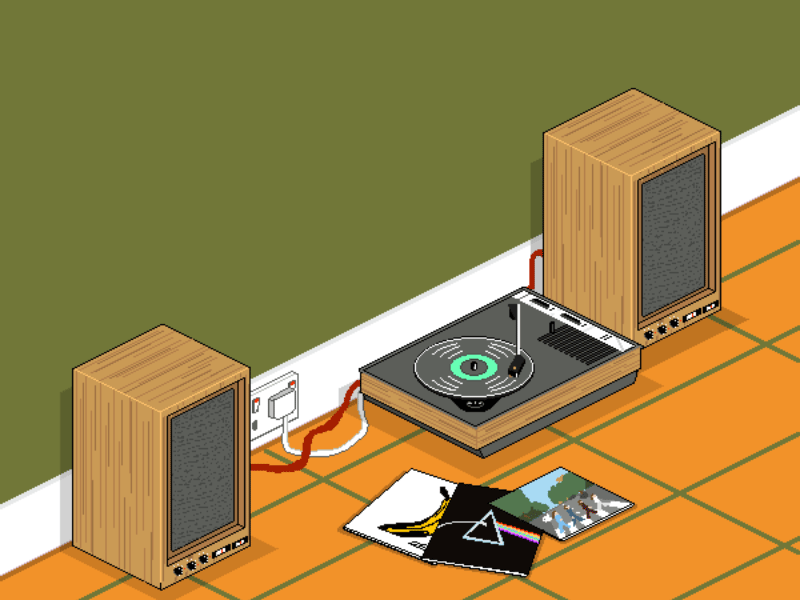 Pixel Art Record Player animation beatles isometric pink floyd pixel art record player retro velvet underground