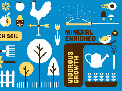 Back to the Garden garden icons blue drawing illustration