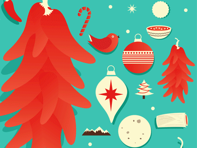 Illustrations for a New Mexican Chile Company chile christmas illustration package design red