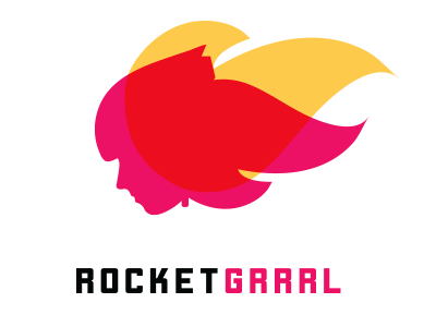 RocketGRRRL Logo female flames ilustration logo mountain biking pink