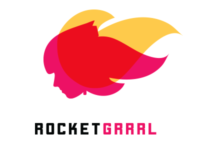 RocketGRRRL Logo ilustration logo flames pink female mountain biking