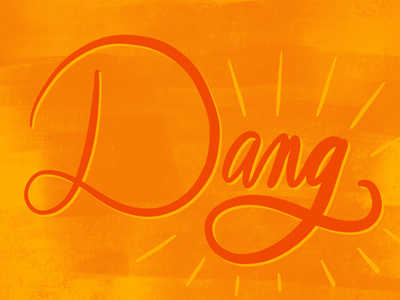 Dang! cursive lettering orange red rough type