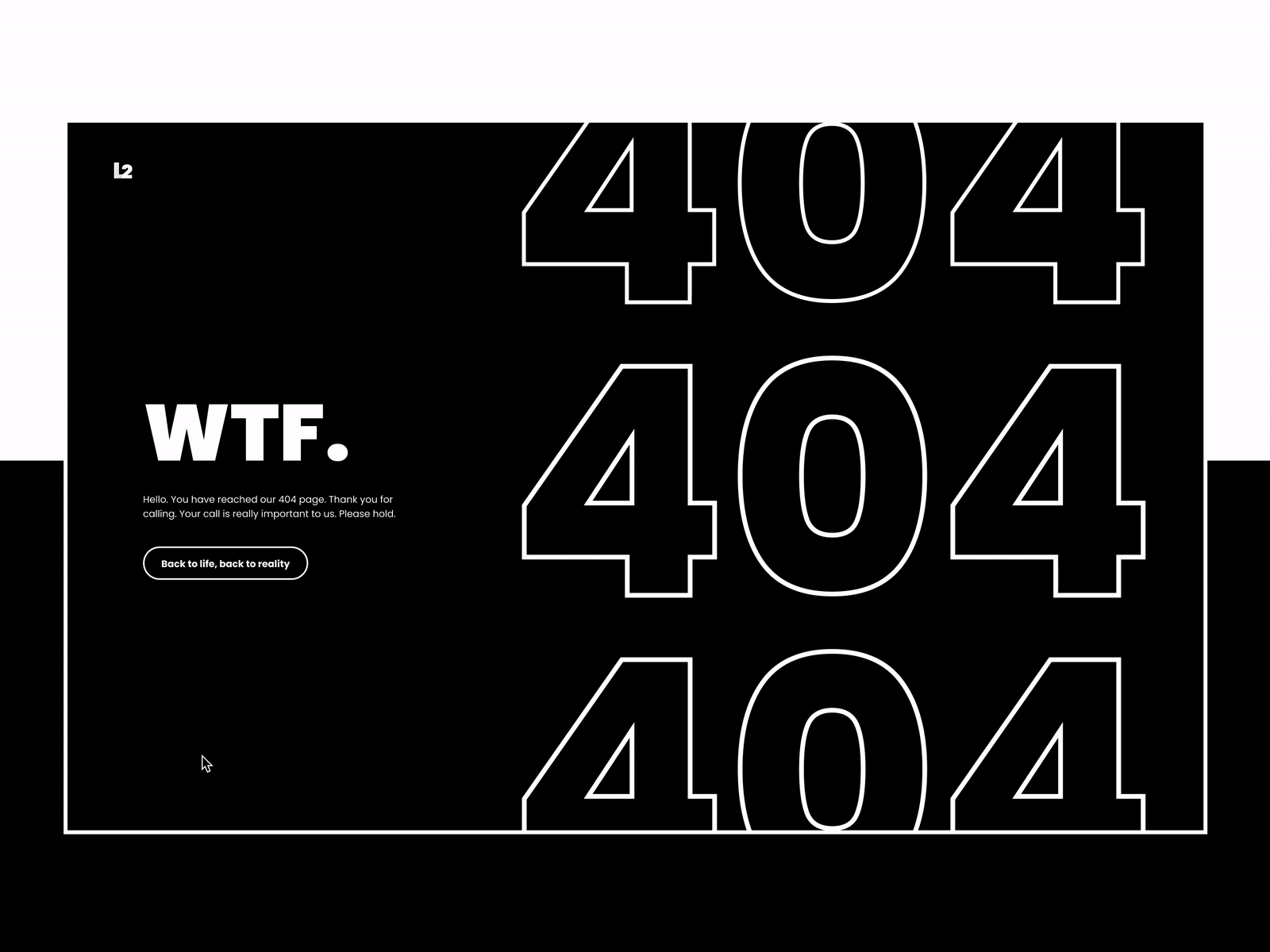 Back to Reality – 404 Error Page 404 animation cursor error page interactive outline simple website