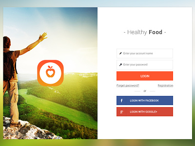 Healthy Food (login screen) app appdesign design food healthy login mobile mobileap ui userexperience userinterface ux