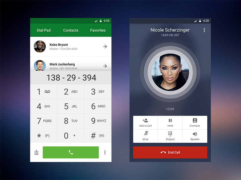 Dial Pad + Nicole android ux ui free contacts dialled caller calling freebie app