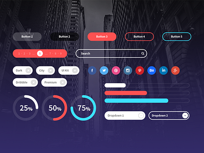 Dark City UI Elements