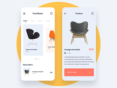 Furniture Shop App app design ecommerce furniture ios minimalism mobile mobile app modern shop ui ux