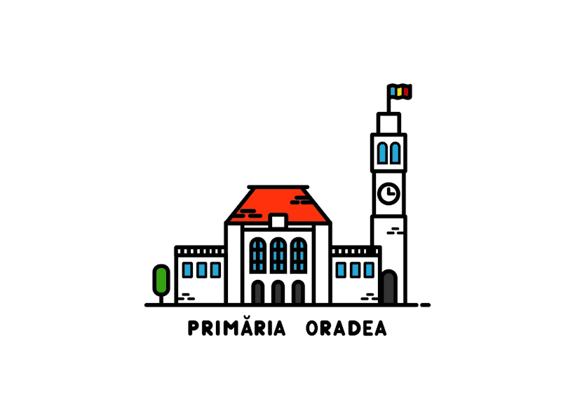 Oradea City Hall - #oradeailustrata 2d animation after effects architecture flat design line animation motion graphics stroke animation trim paths