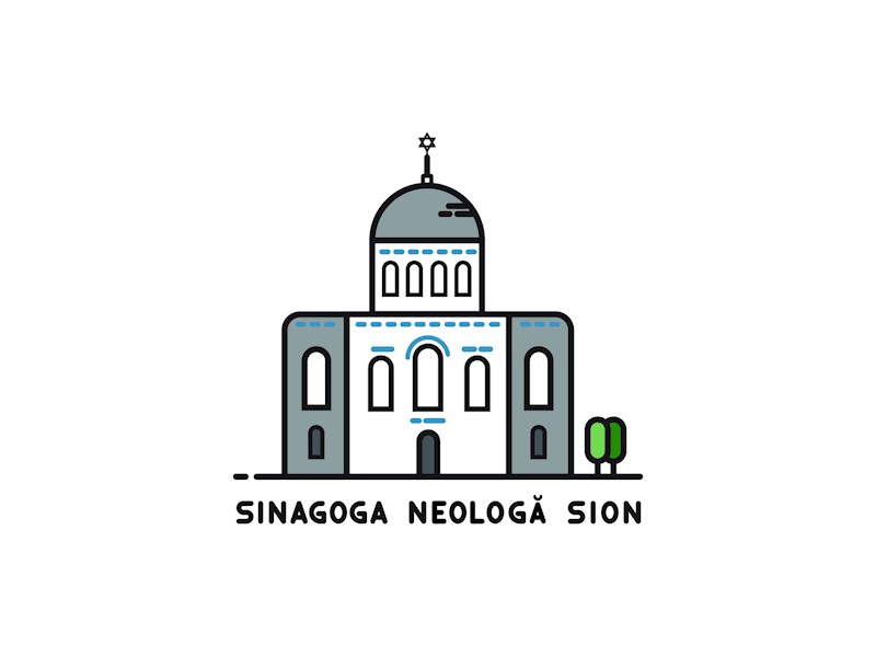 Neolog Synagogue Sion - #oradeailustrata 2d after effect architechture line animation motion graphics oradea stroke stroke animation trim paths