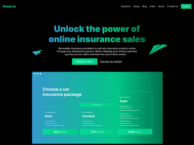 Redesign Penni.io landing page. 3d 3d art airplane branding demo denmark design figma insurance logo minimal subscription ui web web design webdesign webflow website website design