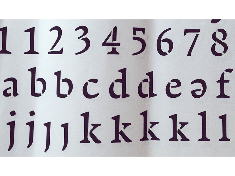 Arouet Stencil alphabet lower case type design typeface design typeface font serif stencil