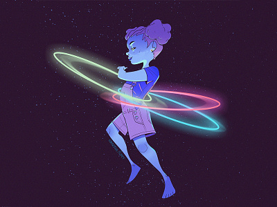 The Glow-Up character design digital art hula hoop illustration kidlitart neon space
