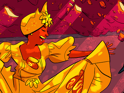 Rumba Morena afrocuban dance digital art drawing illustration kidlitart yellow