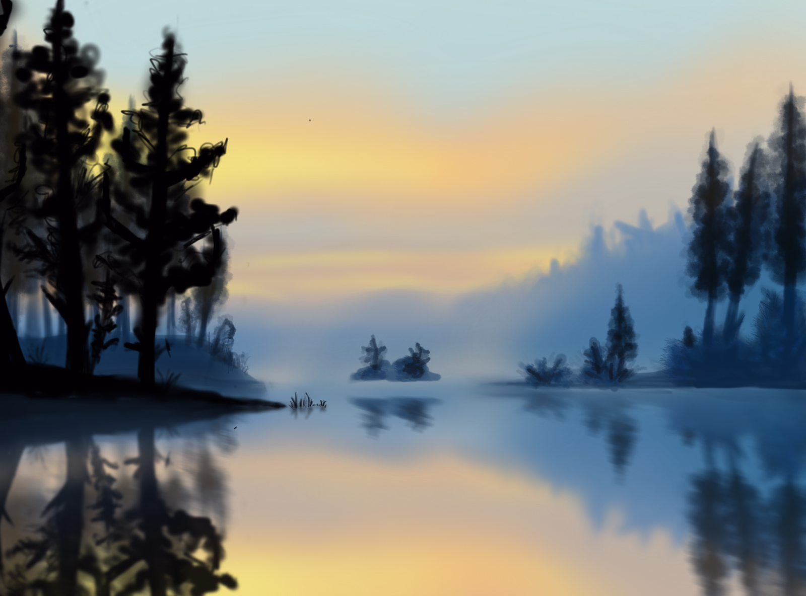 Forest, Lake and Sunset by Yilin Jia on Dribbble