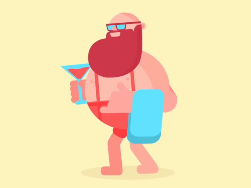 John | Has Been animation beard character loop martini red swimsuit