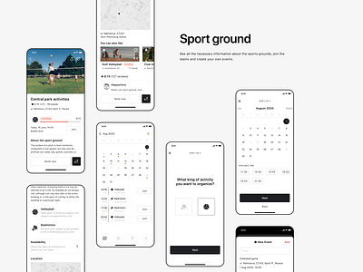 Sport Locals App (Sport ground) activity app application calendar event ground page place schedule screen sport time ui ux workout