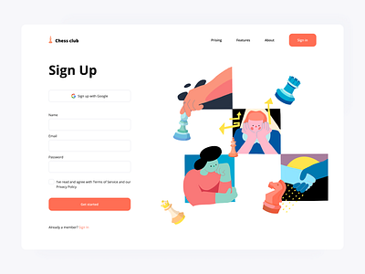 Daily UI #001 • Sign Up chess daily ui dailyui dailyuichallenge illustration illustration art procreate sign up ui ui ux uidesign web design webdesign website website design