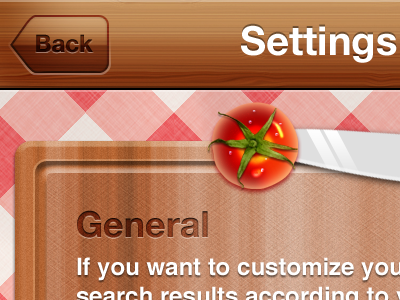 Cooktorial settings design iphone ui
